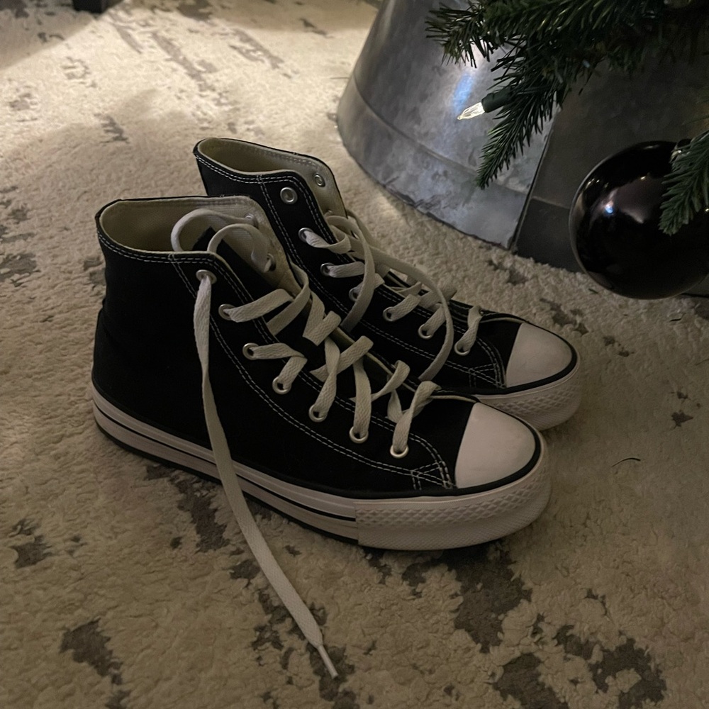 Converse Black High-Top platform sneakers